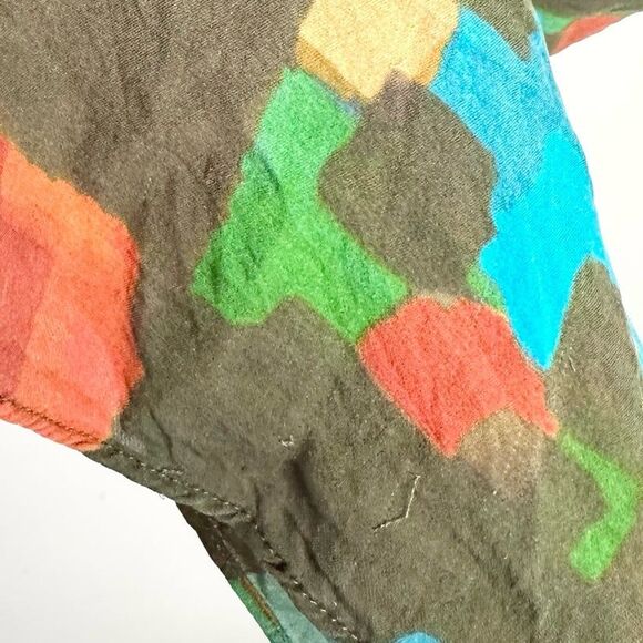 Alice + Olivia Multicolor Short Dress Size XS/S 100% Silk Brown Artsy Geometric - Picture 4 of 9